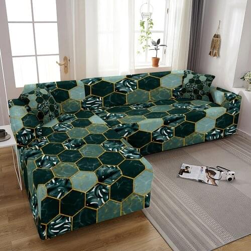 Marble Geometric Elastic Sofa Covers for Living Room Sectional Sofa Slipcover Couch Cover Pet L Shape Corner Sofa Protector