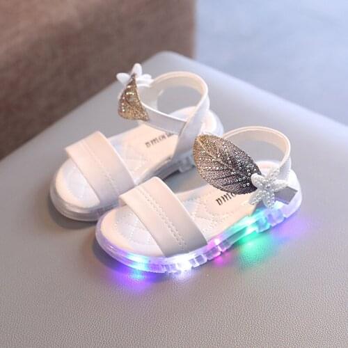 2021 autumn New Baby Sandals Light Up Sweet Girls Boy Princess Shoes Diamond Soft Bottom Toddler Shoes for Children Size 21-30