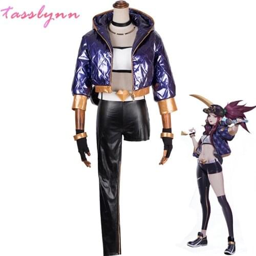 Hot Game LOL KDA Akali Cosplay Bodysuit Akali Cosplay Coat LOL KDA Cosplay Uniform Warm Winter Costume for Women Sexy