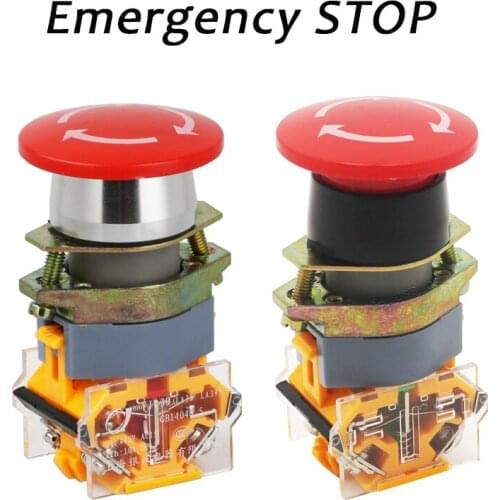 22mm Emergency STOP Mushroom Cap Push Button Switch Self Latching 1NO1NC Button LA39-11ZS