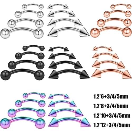 1Pc Women Men Eyebrow Piercing Ring Stainless Steel 16G Labret Lip Tongue Piercing Lengua Rook Tragus Earring Jewelry