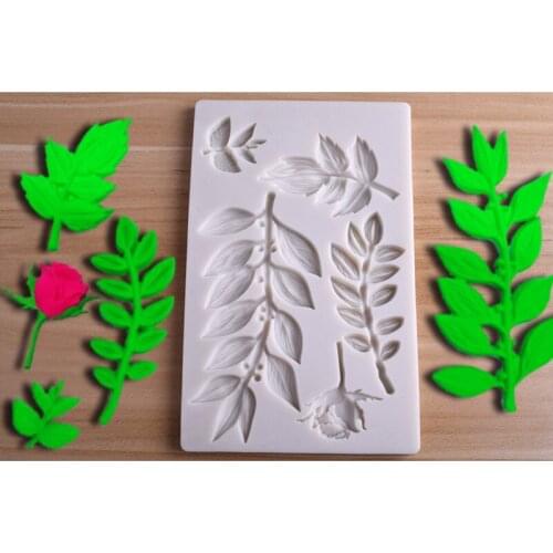 Rose Flower Leaf Vine Branch Silicone Mold Clay Fondant Mold DIY Cake Decoration Tool Candy Sugar Cookies Chocolate Mould Baking