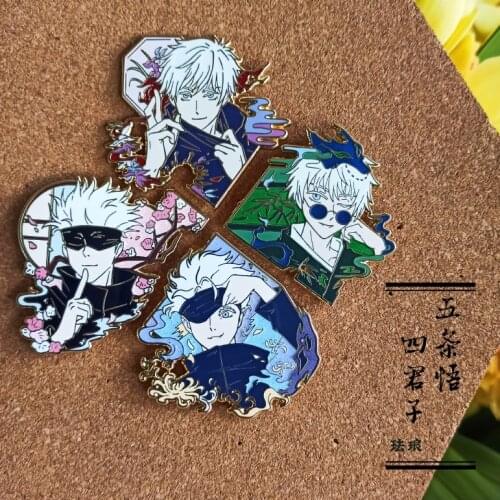 Anime Jujutsu Kaisen Gojo Satoru Series Metal Badge Button Brooch Pins Collection Medal Costume Souvenir Cosplay Birthdays Gift