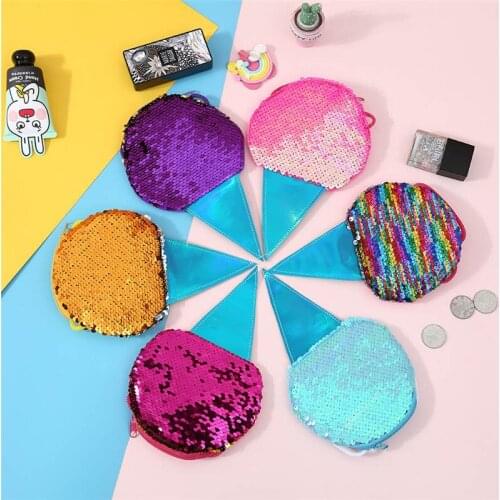 Cute Coin Purse Sequin Ice Cream Kids Small Wallet Bag Kawaii Money Card Holder for Boys Girls Purses and Handbags Gift