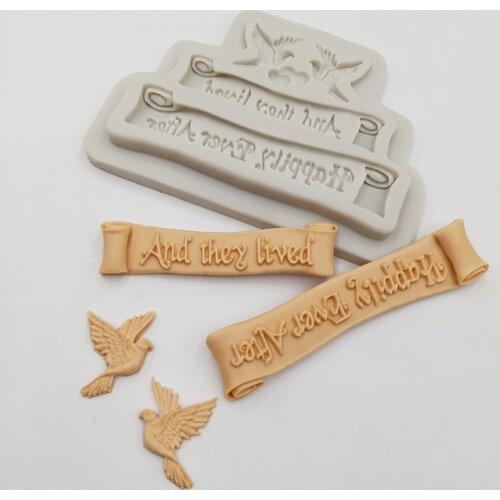 Minsunbak Cake Tools Letter Pigeon Shape Chocolate Silicone Mold English Type Embossed Cake Border Decoration Sugar Craft Tool