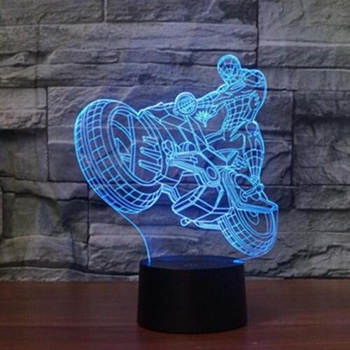 Motorcycle 3d Stereo Led Lamp Colorful Visual Gift Table Led Night Light 7 Color Change Childrens Room Decoration 3d Nightlight
