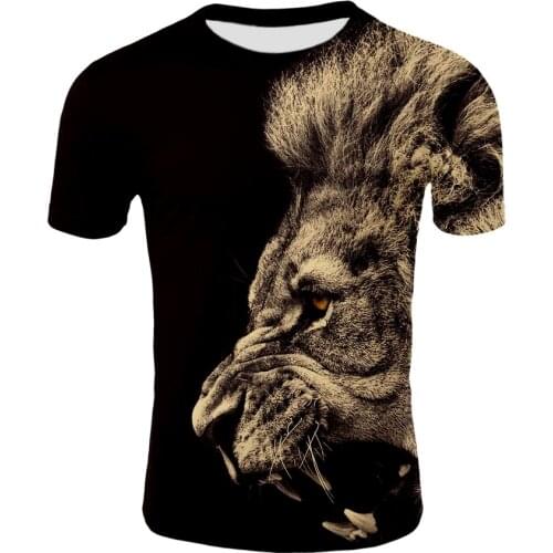 Summer 2021 3D printed mens T-shirt O-neck short sleeve 3D printed animal lion 3D printed T-shirt mens T-shirt for men and wom