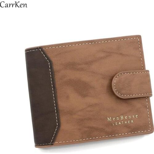 Mens Wallet Short Male Purse Patchwork Clutch Money Bag Frosted Fabric Porte Monnaie Coin Pocket Card Holder Trifold Wallet Men