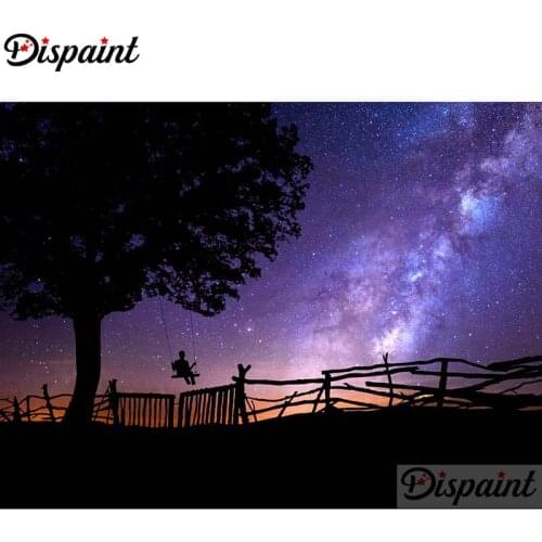 Dispaint Full Square/Round Drill 5D DIY Diamond Painting "Tree night view" Embroidery Cross Stitch 3D Home Decor A10470