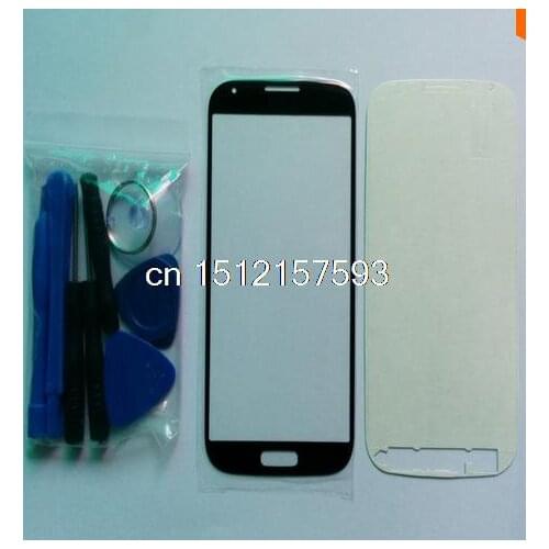 NEW Black Front Replacement Screen Glass Lens for Samsung Galaxy S4 I9500 9505 i337 + Tools and ADHESIVE