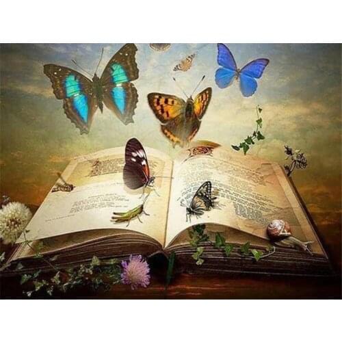 PDMDOG Diamond Painting Full Round Square Landscape Book Diamond Embroidery Butterfly Pictures Of Rhinestones Mosaic Decortion