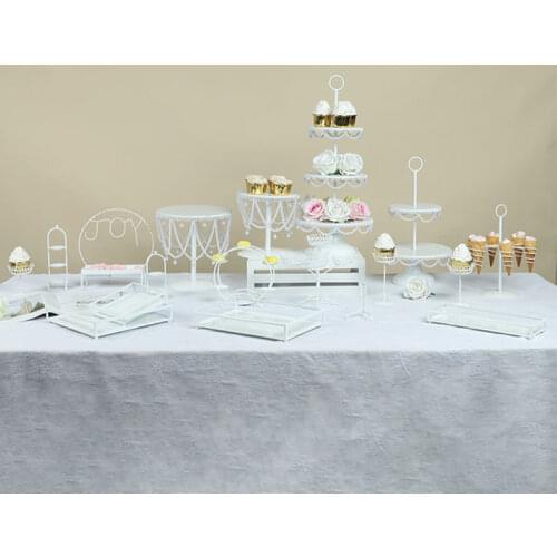 White Pearl Crystal Cake Stands Set for Wedding Party Table Decor Kids Birthday Party Cupcake Food Dessert Donuts Display Stands