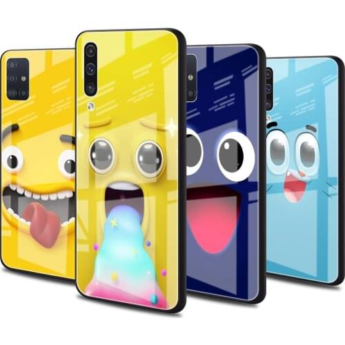 Luxury Glass Cover for Samsung Galaxy A51 A50 A71 A70 A21s A31 A10 A40 A41 A52 Tempered Phone Case Face And Eyes
