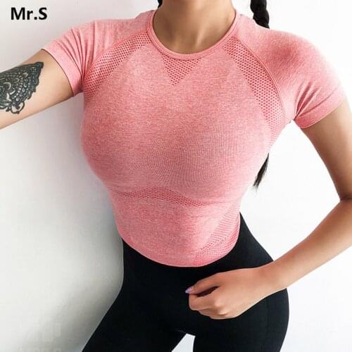 Womens Energy Seamless Yoga Shirts Short Sleeve Crop Top Basic Scoop Neck Shirts for Women Yoga Sports Fitness Gym Workout Top