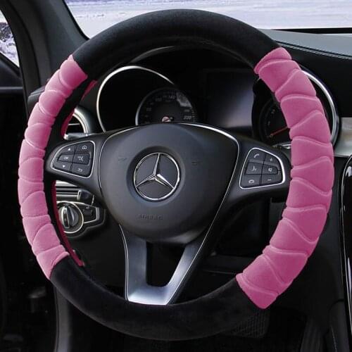 .Universal Carr plush Steering-Wheel Covers Anti-slip Skidproof Durable 37-38CM/15" Dynamic Fibre Handmade Steering Wheel Cover