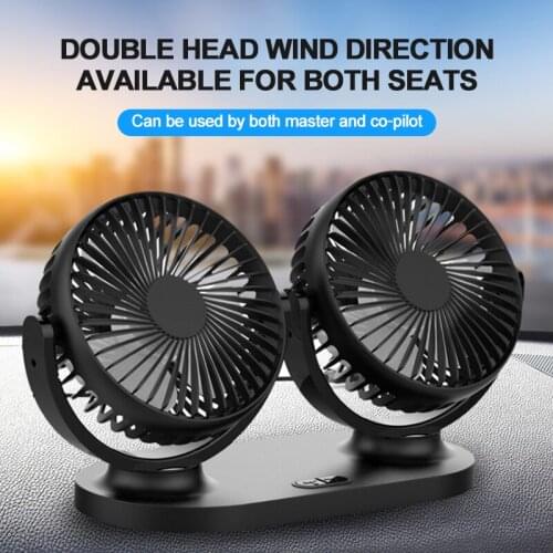 New Universal 360 Rotary Car Desktop Double Head Fan Air Adjustable Speed USB Fan For Cooling Summer Outdoor Home Car Small Fan
