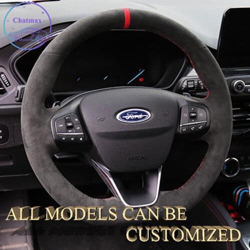 Alcantara Car Steering Wheel Cover For Ford Focus Explorer F-150 S-MAX Handsewing Holder Customization Sportscar Luxury Texture