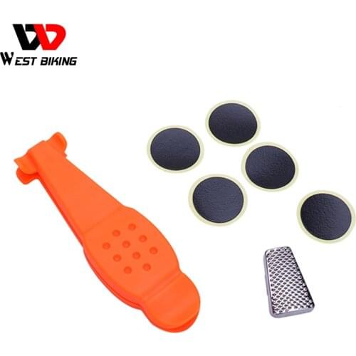 WEST BIKING Bike Tire Repair Kits with 5PCS Glue Tire Patch 3 in 1 Tire Levers Pry Bar Sanding Tool MTB Bicycle Repair Tools