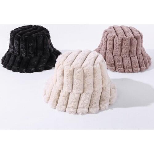 2020 Winter New Temperament Pit Fur Fisherman Hat Female Solid Color Versatile Warm Basin Hat Trend