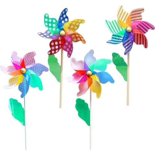 1 Pc 32cm Colorful Windmill Wind Spinner Wheel Ornament Garden Yard Decoration Kids Outdoor Toy Gift