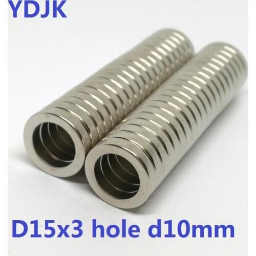 10 20 50PCS/LOT Ring Magnet 15x3 hole 10 N35 Strong mm NdFeB MAGNET 15*3 hole 10 Permanent magnets 15x3-10