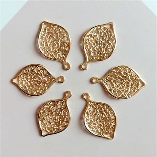 10 pcs/lot Alloy Creative Gold Leaf Pendant Buttons Ornaments Jewelry Earrings Choker Hair DIY Jewelry Accessories Handmade