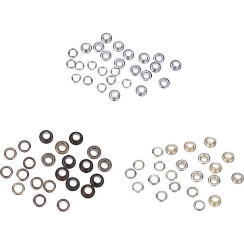 100sets Eyelet with Washer Leather Craft Repair Grommet Fasteners Buttonholes Shoelaces Tag Rings Hollow Iron Buckles 4/5/6/8mm