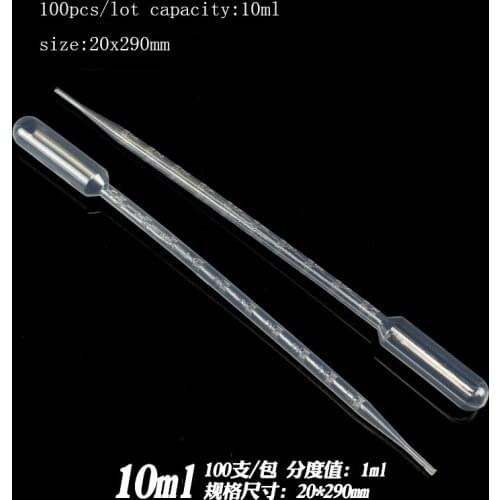 100 Pcs/lot 10ml Plastic Disposable Transfer Pipettes Eye Dropper Set Graduated Pipettes Polyethylene
