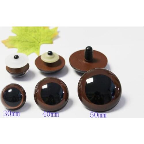 100pcs/lot 26mm-28mm-30mm-40mm-50mm high quality handpaint brown round safety eyes + washer for diy puppet plush doll findings