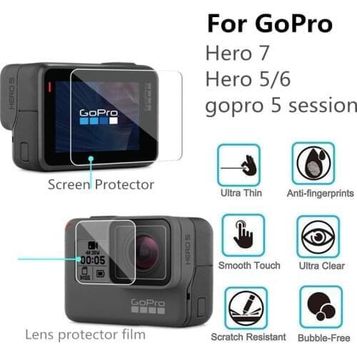 100PCS Tempered Glass Screen Protector for GoPro Hero 7 6 5 Camera Screen Protector and Lens Protective Film