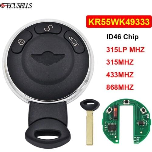 3 Button Remote Smart Car Key Fob 315LP Mhz 315Mhz 433Mhz 868Mhz ID46 Chip For BMW CAS System Mini Cooper FCC ID: KR55WK49333