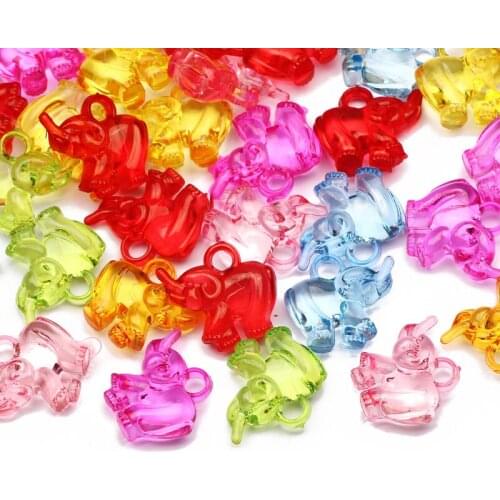 Colorful Mix 30pcs Mini Elephant Acrylic Pendant 27x17mm Loose Acrylic Beads for DIY Jewelry Design Charm Bracelet Accessories
