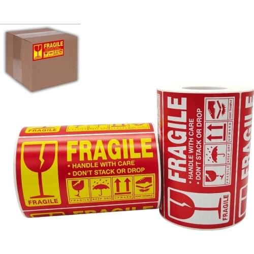 300/500pcs Warning Label Fragile Stickers Handle With Care Don't Stack Or Drop Sticker Label