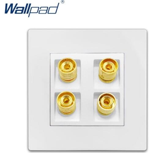 4 Audio Socket Wallpad Luxury White Wall Power Electrical Outlet Sockets PC Panel
