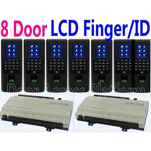 8 Door Access Controller panels kit+ 8 pcs of 2019 New TFT LCD Screen Fingerprint/Keypad Password EM ID Card Scanners Biometric