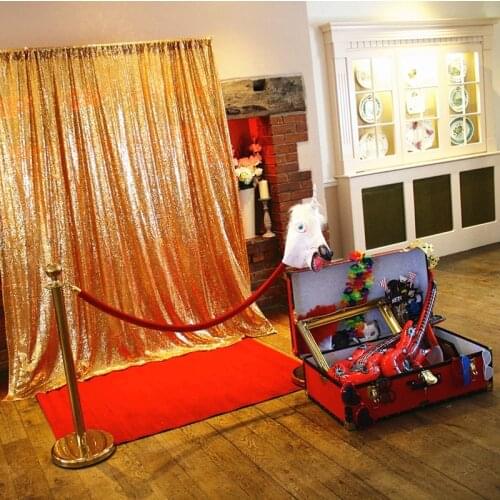 Shiny Gold Sequin Wedding Backdrop Curtain Birthday Party Baby Shower Event Decor Photography Fabric Curtain Panel Photo Props