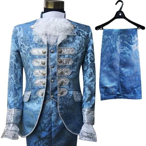 Occident Wedding Blazers Suit Mens Blue Court dress Stage Singer chorus performance clothes Host Studio shooting stage outfits