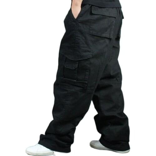 Plus Size Loose Baggy Cargo Pants Men Casual Harem Pants Cotton Wide Leg Trousers Hip Hop Joggers Pants Man Clothing