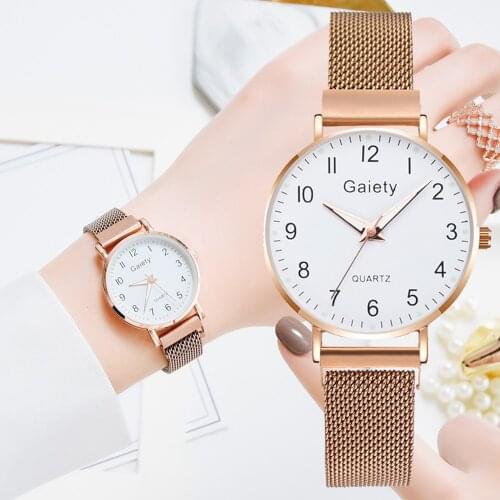 Fashion Women Watches Simple Vintage Small Dial Watch Sweet Magnet Mesh Strap Sports Rose Gold Wrist Clock Gift reloj mujer