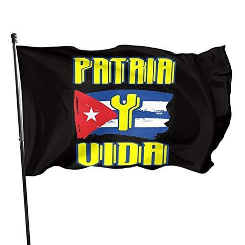 Patria Y Vida Viva Cuba Libre Flag 3x5ft Uv Resistant Vibrant Digital Print for Cuban National Flags Indoor Outdoor Decoration