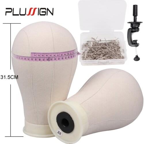 Best Selling Cork Canvas Block Head Manequin Head Wig Stand For Styling Display Making Wigs With Table Clamp Wig Blocking Pins