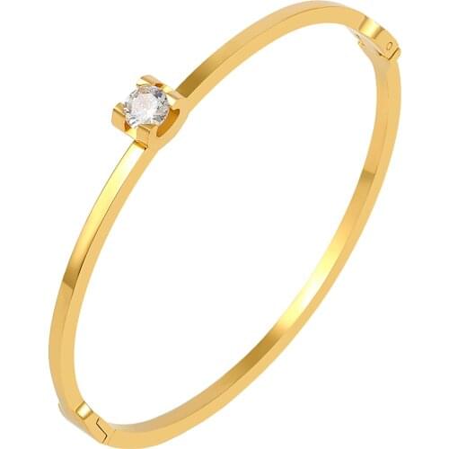 Fashion Gold Color Women Fine Bangles & Bracelets Casting Claw Stone Crystal Bangles Bracelets For Women Men Wedding Jewelry