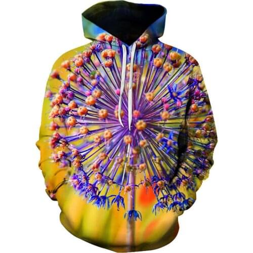 2021 Mens New Flower Butterfly Pattern Butterfly 3D Digital Printing Casual Hooded Sweatshirts