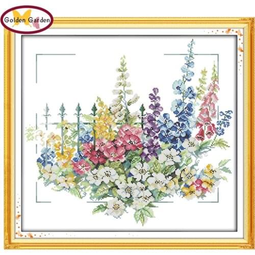 GG Garden Paintings Joy Sunday Cross Stitch Kit Needle Craft 14CT 11CT Counted Stamped Cross Stitch Wedding for Home Decoration