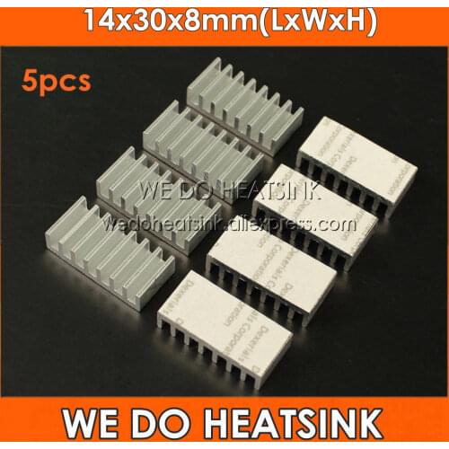 5pcs 14x30x8mm Heatsink Aluminum Profile Cooler With Thermal Adhesive Tapes