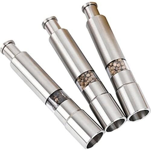 Manual Pepper Mill Salt Shakers Steel Stick Stainless Spice Pepper Push Grinders One-handed Sauce Grinder Tools