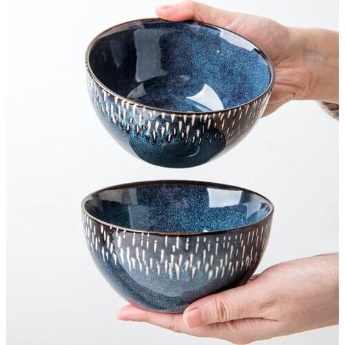 Hand-painted kiln glazed ceramic bowl 5-inch household noodle bowl eating bowl anti-scalding small bowl