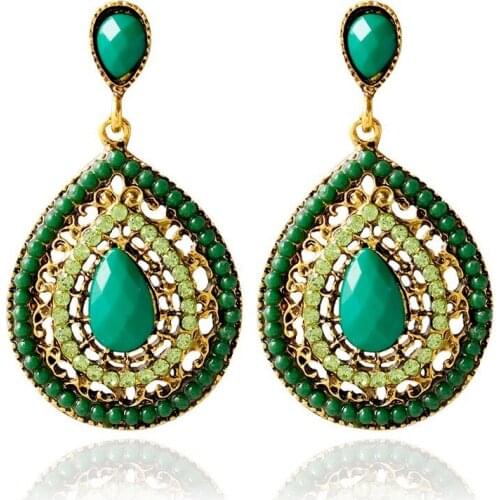 Natural Green Turquoise Hand-carved Drop Earrings Fashion Boutique Jewelry Men and Women Earrings Gift Accessories