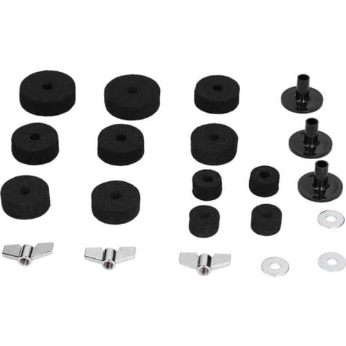 21Pcs Cymbal Replacement Accessories Hi-Hat Clutch Felt Cymbal Sleeves with Base Wing Nuts Washer Black Drum Accessories