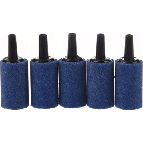 SODIAL(R) 5 Pcs Cylinder Bubble Air Stones Blue For Aquarium Fish Tank